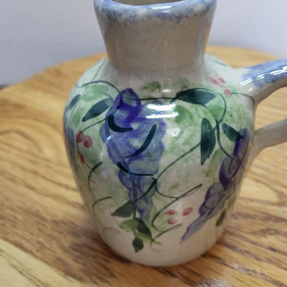 VTG Yesteryears Collection Stoneware Jug Marshall Pottery Wisteria Purple Vine